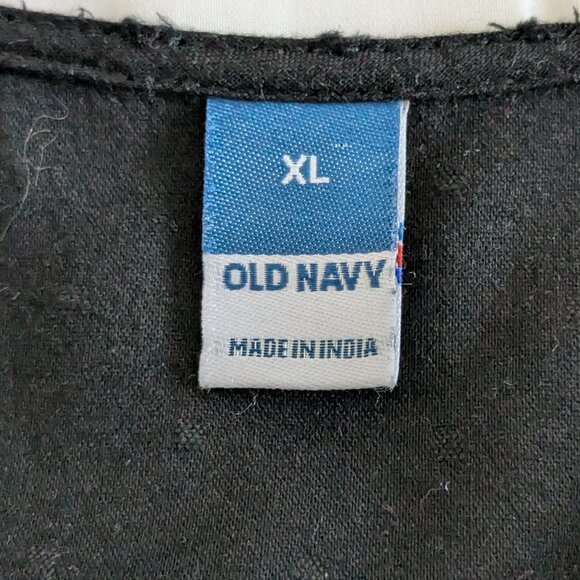 Old Navy Mini Dress Women's XL Black Clip Dot Swing Plunge V-Neck Long Sleeve - Picture 7 of 13